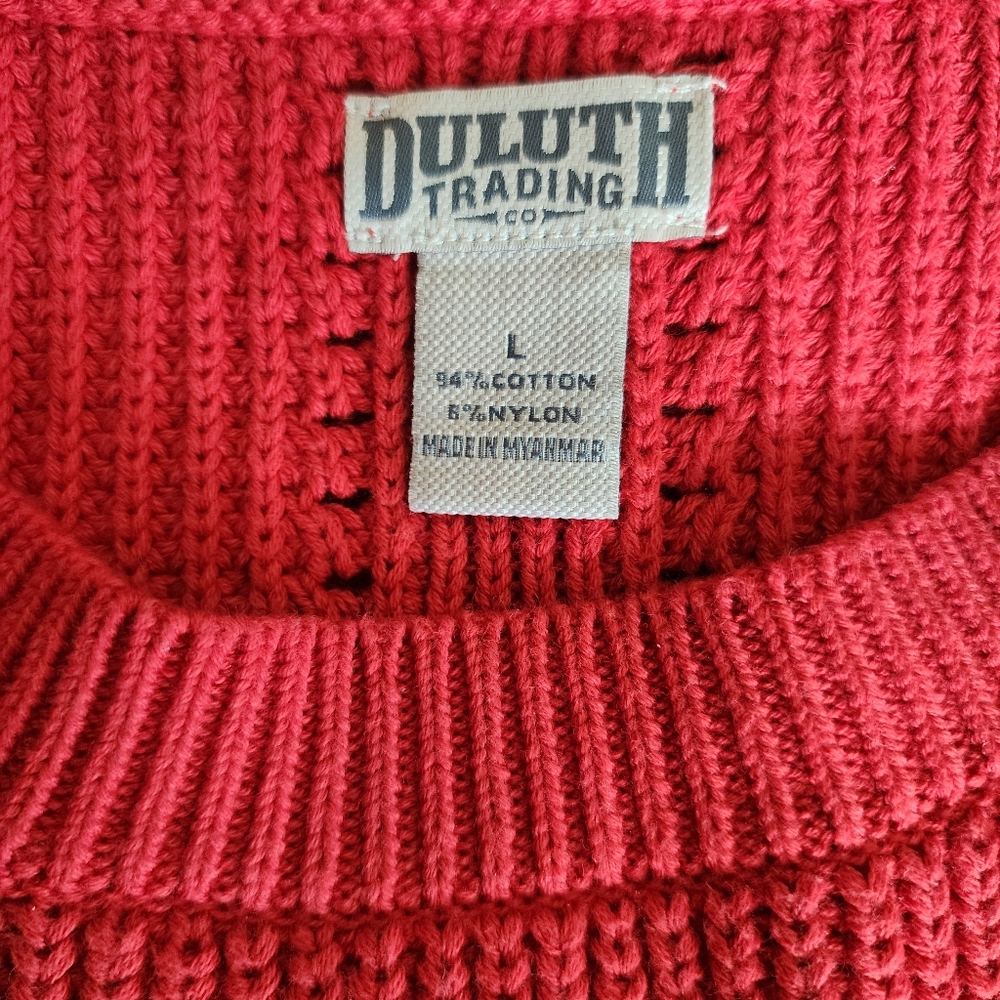 Duluth Trading‎ Co. Red Heritage Shaker Stitch Sweater - Size L - Picture 6 of 7